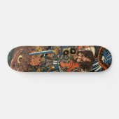 Skateboard Samouraï japonais tuant un énorme python (Horz)