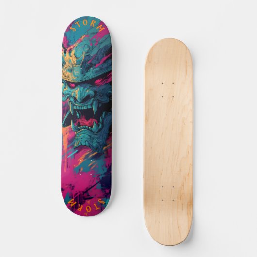 Skateboard Samurai Oni Masque Graffiti Art - Edition Limitée (Recto)