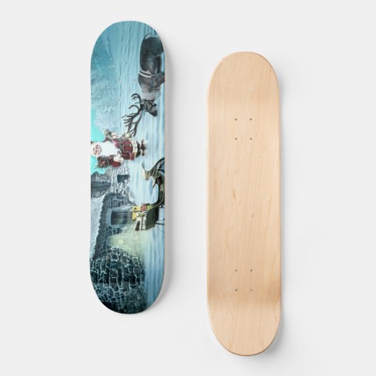 Skateboard Santa and Rudolph with Sled (Recto)