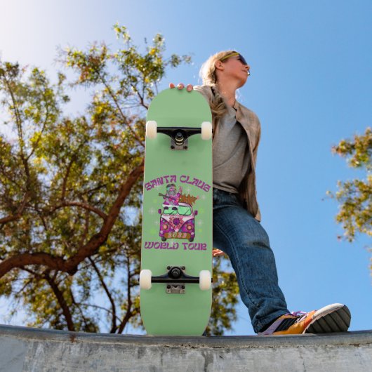 Skateboard SANTA CLAUS WORLD TOUR drôle style années 70 (Extérieur 1)