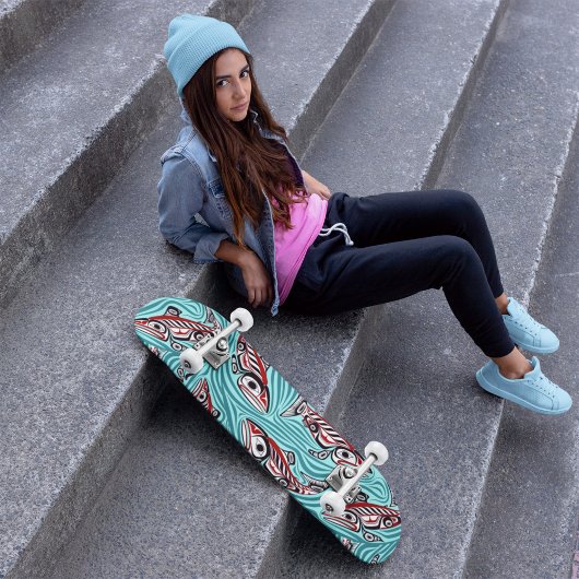 Skateboard Saumon Haida Art Spirit Pacific Northwest Native