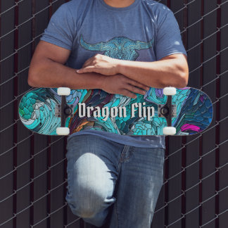 Skateboard Scales de dragon en mosaïque Abstraite colorée ave
