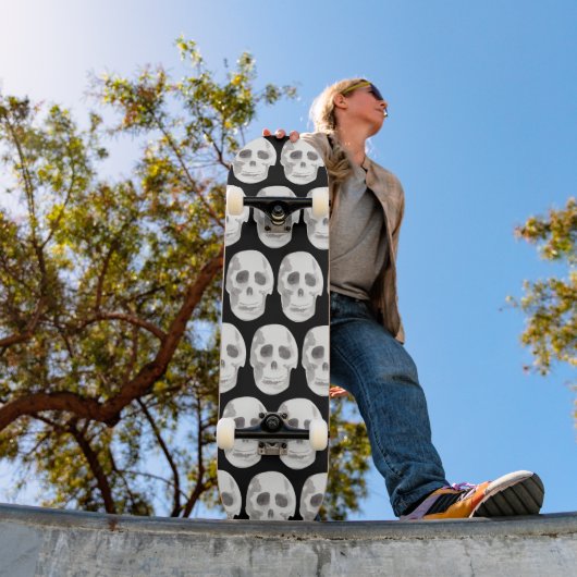 Skateboard Scary Scull Black & White Pattern (Extérieur 1)