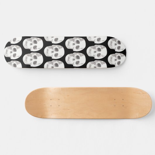 Skateboard Scary Scull Black & White Pattern (Horz)