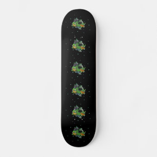 Skateboard Schmetterlinge mit Blätter, Regentropfen, Perlen