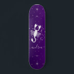 Skateboard Scorpio Zodiac Sign Astrology Purple Horoscope<br><div class="desc">This fun skateboard featuring a scorpio zodiac sign & a custom name would make a wonderful gift for someone,  who's into skateboarding ! Easily add the desired name by clicking on the personalize this matriplate option.</div>