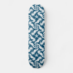 Skateboard Seahorse et Starfish - Motif Vie marine bleue