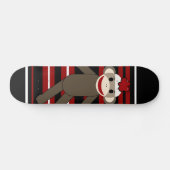 Skateboard Séance rayée blanche noire rouge de fille de singe (Horz)