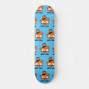 Skateboard Señor Gato Cowboy Cartographie Mustache Chat