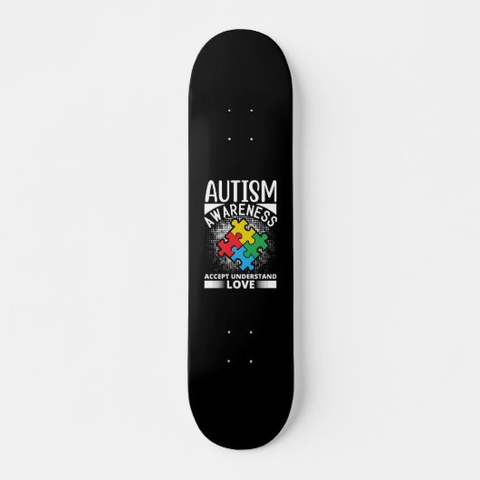 Skateboard Sensibilisation sur l'autisme Accepter Comprendre  (Devant)