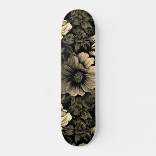 Skateboard Sépia tonique Vintage Floral Print