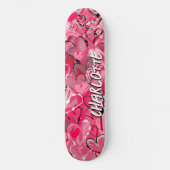 Skateboard Sérénité rose : Graffiti joués Coeurs d'amour (Recto)