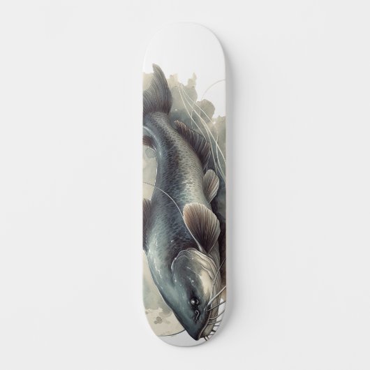 Skateboard Série Aquarelle : Poisson-chat (Recto)