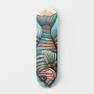 Skateboard Série Aquarelle : Poisson-Lion