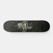 Skateboard Serpent à skis sur crâne imprimé sur bois (Horz)