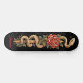 Skateboard Serpent Python avec Rose rouge (Horz)