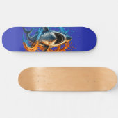 Skateboard Serviette de plage Requin Féroce – Océan Bleu & Or (Horz)