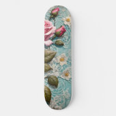 Skateboard Shabby Chic Roses Rose et dentelle (Recto)