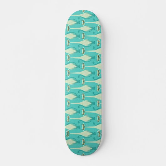 Skateboard Siamese curious cat - turquoise et orange (Devant)