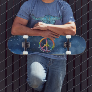 Skateboard Signe de la paix dans l'espace
