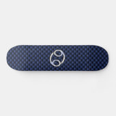 Skateboard Signe du Cancer argent sur impression de fibre de  (Horz)
