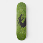 Skateboard Silhouette de dragon, avec herbe en arrière - plan (Recto)