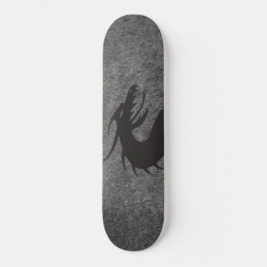 Skateboard Silhouette de dragon, avec herbe en arrière - plan (Recto)