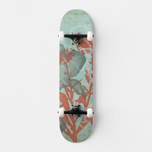 Skateboard Silhouette de Fleurs rouges sur Arrière - plan Tur (Recto)