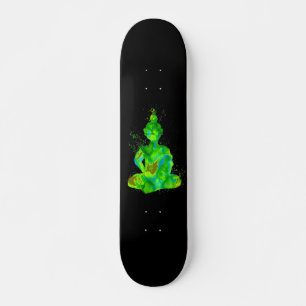 Skateboard Silhouette du Bouddha Vert