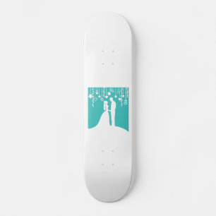 Skateboard Silhouettes Aqua & White Bride et Mariage de chamb