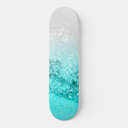 Skateboard Silver Gray Aqua Teal Ocean Glitter #1 (Recto)
