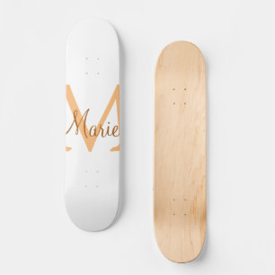Skateboard simple minimal add name monogram orange brown thr