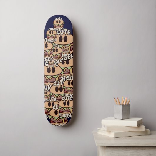 Skateboard simple nourriture mignon gang de hamburgers (Art mural)