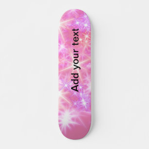 Skateboard Simple red pink glittersparkle stars add your text