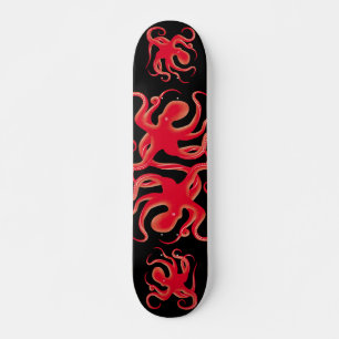 Skateboard Simple rouge vectoriel art octopus Silhouette