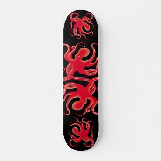Skateboard Simple rouge vectoriel art octopus Silhouette (Devant)
