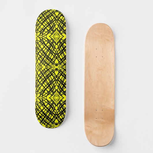 Skateboard Simple Scribble | Carreaux miroir | Jaune | (Recto)
