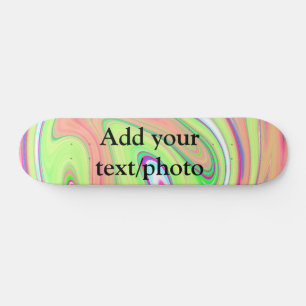 Skateboard Simple vert orange aquarelle ajoutez votre texte n