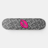 Skateboard Simple Zèbre avec lèvres roses Personnalisé (Horz)
