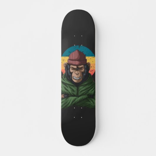 Skateboard Singe vert en colère (Devant)