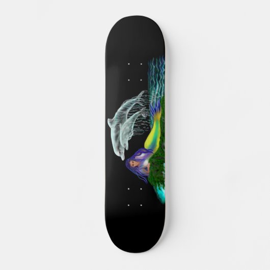 Skateboard Sirène avec dauphins (Recto)
