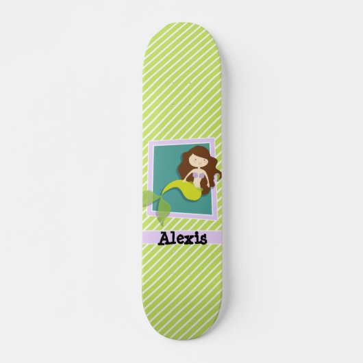 Skateboard Sirène; Graines de chaux vert et blanc (Devant)