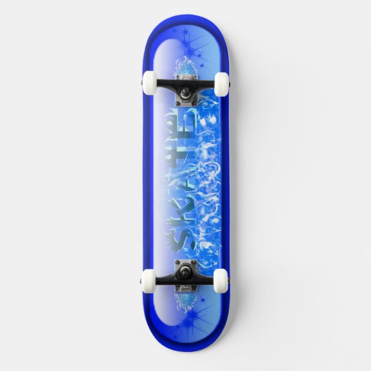 Skateboard SKATE Blue Flame (Recto)