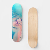 Skateboard skate d'aquarelle couleur rose et bleu pour alcool (Recto)