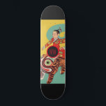 Skateboard Skate de bord de tigre personnalisé<br><div class="desc">Personalisé audacieux garçon d'art asiatique à cheval skateboard de tigre avec vos initiales au milieu.</div>