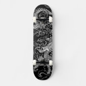 Skateboard Skate de dragon noir et blanc (Recto)