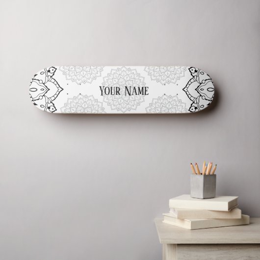 Skateboard Skate Mandala noir et blanc (Art mural (Horz))