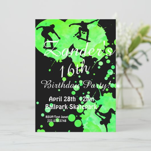 Skateboard Skate Park Invitation Anniversaire (Debout devant)
