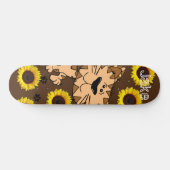 Skateboard Skate Sunflower Kitten Chat (Horz)