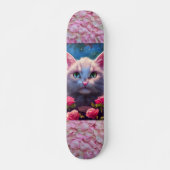 SKATEBOARD SKATEBOARDER BLANC ET ROSE (Devant)